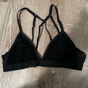 Aerie Black Bralette Large Animal Print